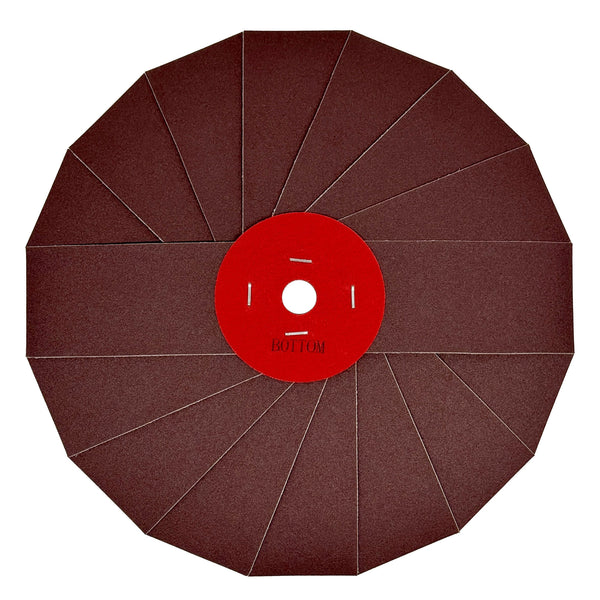 10-inch Renegade Abrasive Pinwheel designed for removing surface imperfections on metal, featuring adjustable grit levels and ideal for hard-to-reach areas.