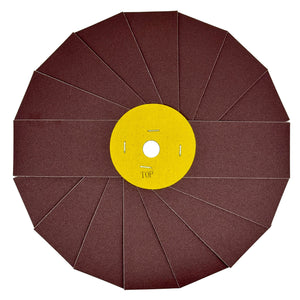 10-inch Renegade Abrasive Pinwheel designed for metal surface preparation, featuring various grit levels and color-coded for easy assembly.
