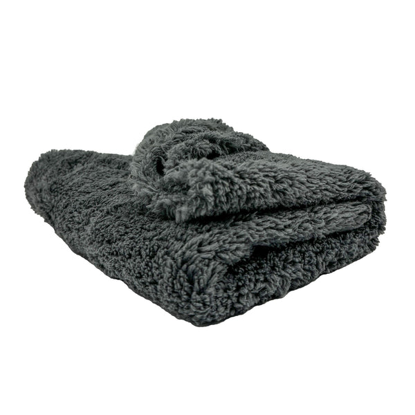 Three-pack of Super-Plush 16x16 inch Microfiber Towels with 470 GSM, ideal for gentle vehicle care and drying.