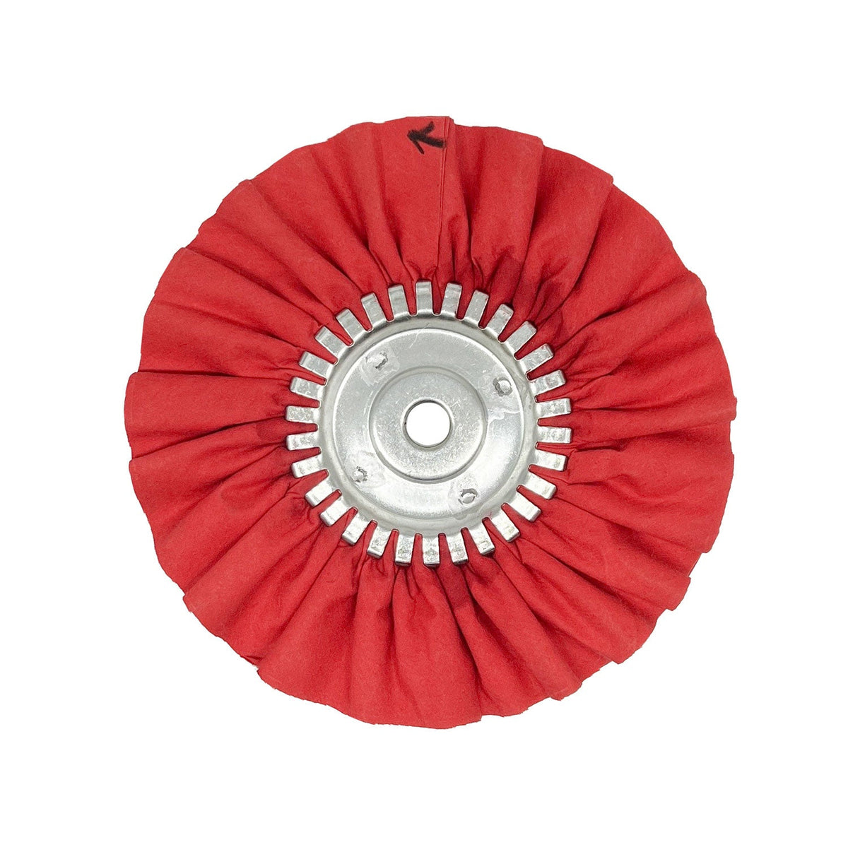 Alt text: Assorted 9-inch Solid-Center Airway Buffing Wheels designed for metal polishing, including options for aluminum and stainless steel.