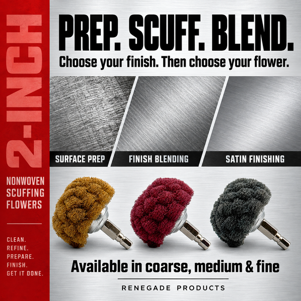 2" Scuffing Flowers - Non-Woven Abrasive with Hex Drill Attachment