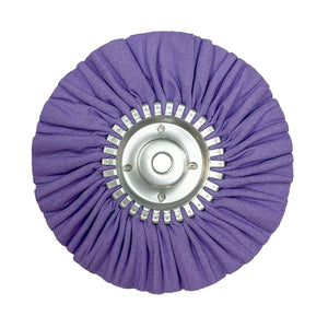Assorted 9-inch Solid-Center Airway Buffing Wheels for metal polishing, available in various colors for different metal types.