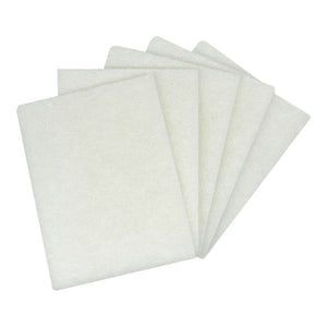 Pack of 5 Synthetic Steel Wool Sheets, non-abrasive and reusable, ideal for polishing and cleaning metal surfaces.