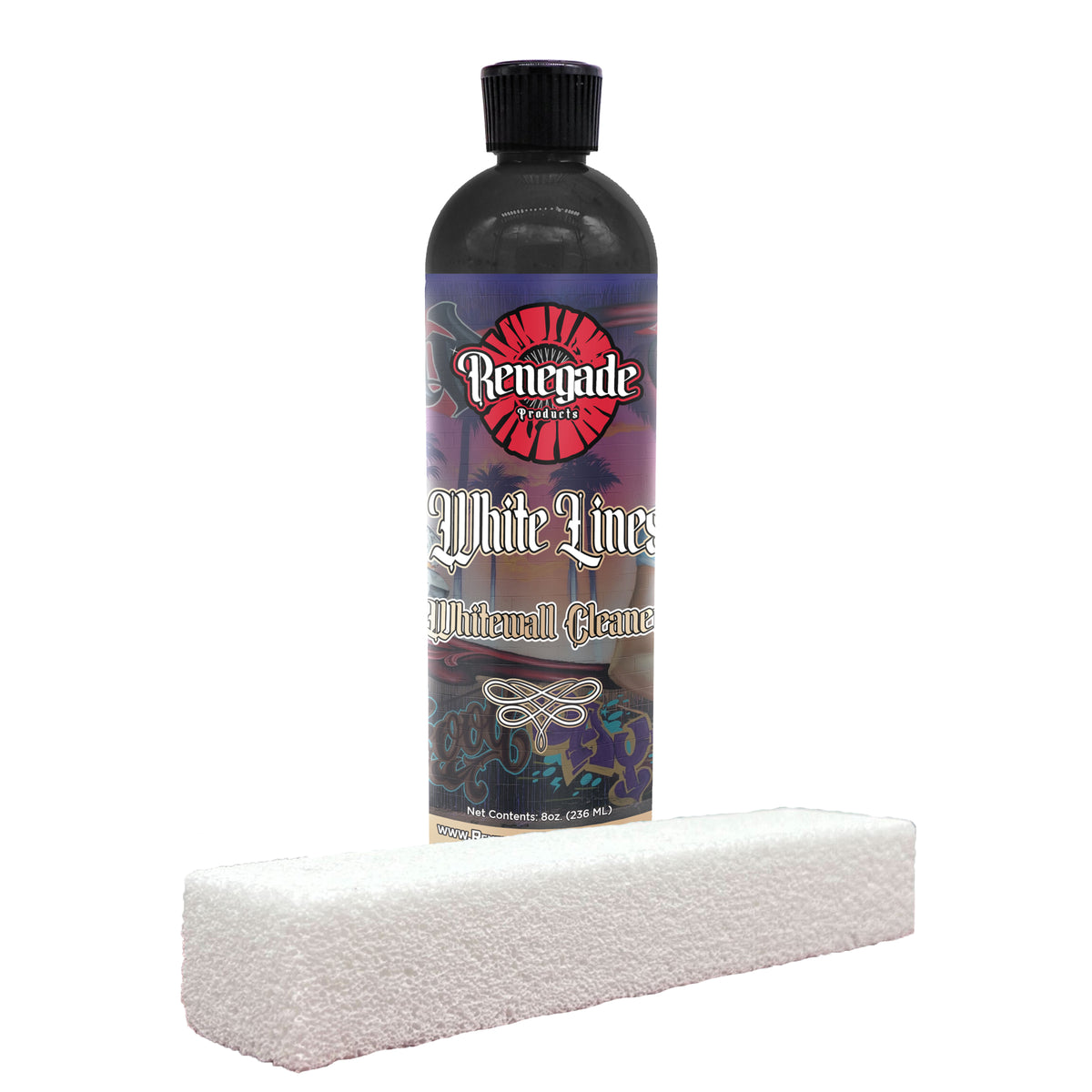 Renegade White Lines Whitewall Tire Cleaner WITH Pumice Stone