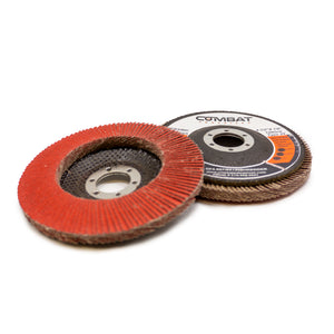 Ceramic Shredder High Density Flap Discs 4-1/2 x 7/8, Type 29, ideal for rapid metal and wood removal.