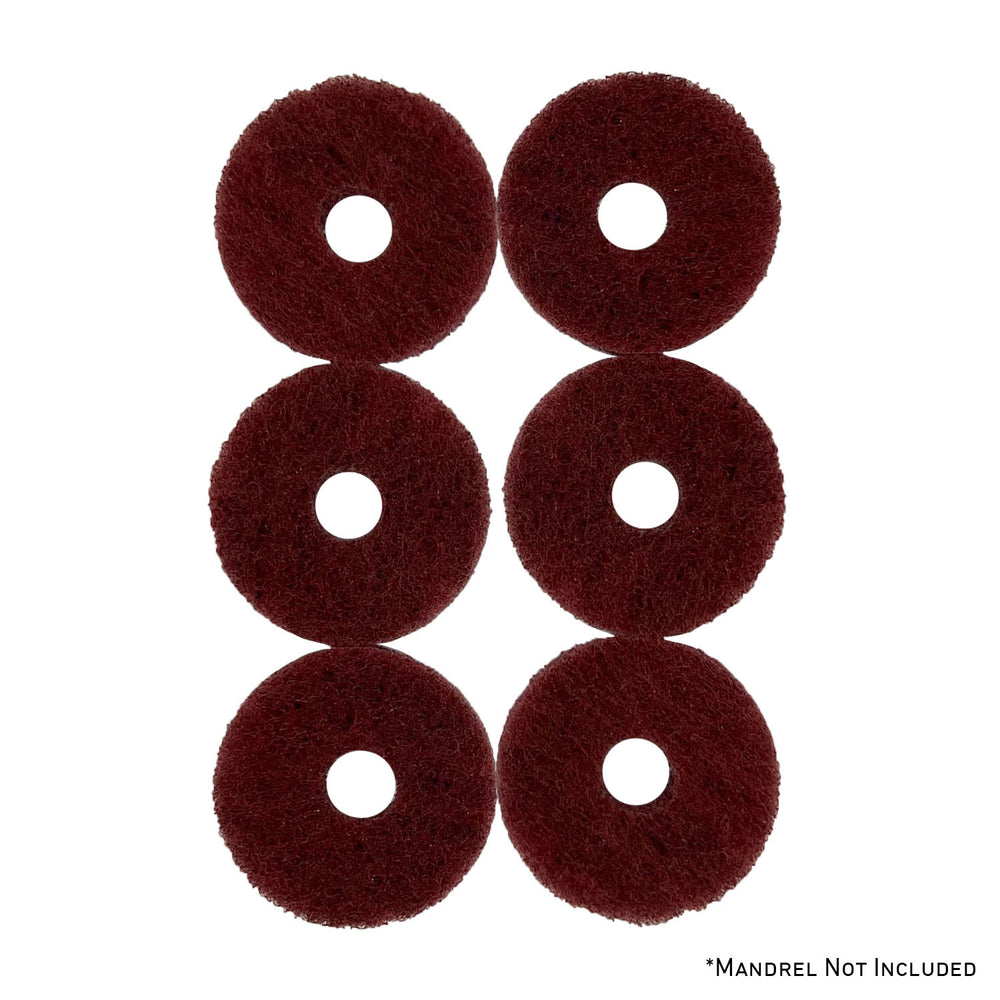 Assorted Mini Surface Prep Buff and Blend Discs with 1/2 Arbor Hole for deburring and cleaning, not including mandrel.