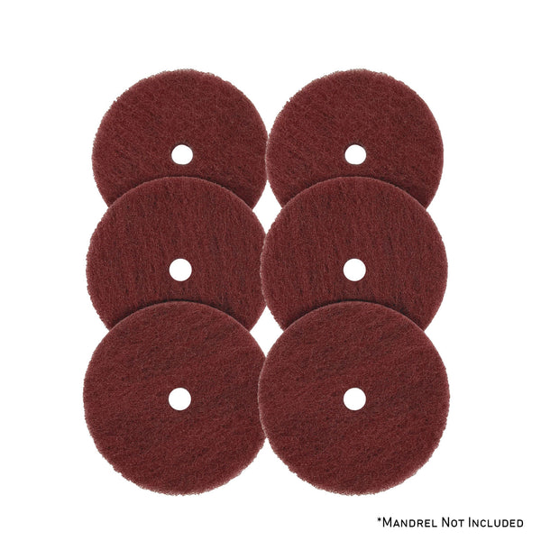 Assorted Mini Surface Prep Buff and Blend Discs with 1/2 arbor hole for drills and grinders, used for surface cleaning and deburring.