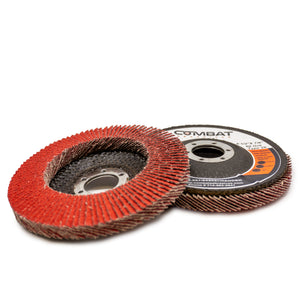 Ceramic Shredder High Density Flap Discs 4-1/2 x 7/8 Type 29, ideal for rapid material removal on metal and wood.