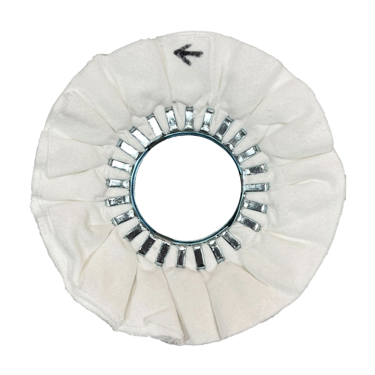 Assorted Airway Buffing Wheels for metal polishing, including orange, yellow, and red wheels, suitable for various metals and finishes.