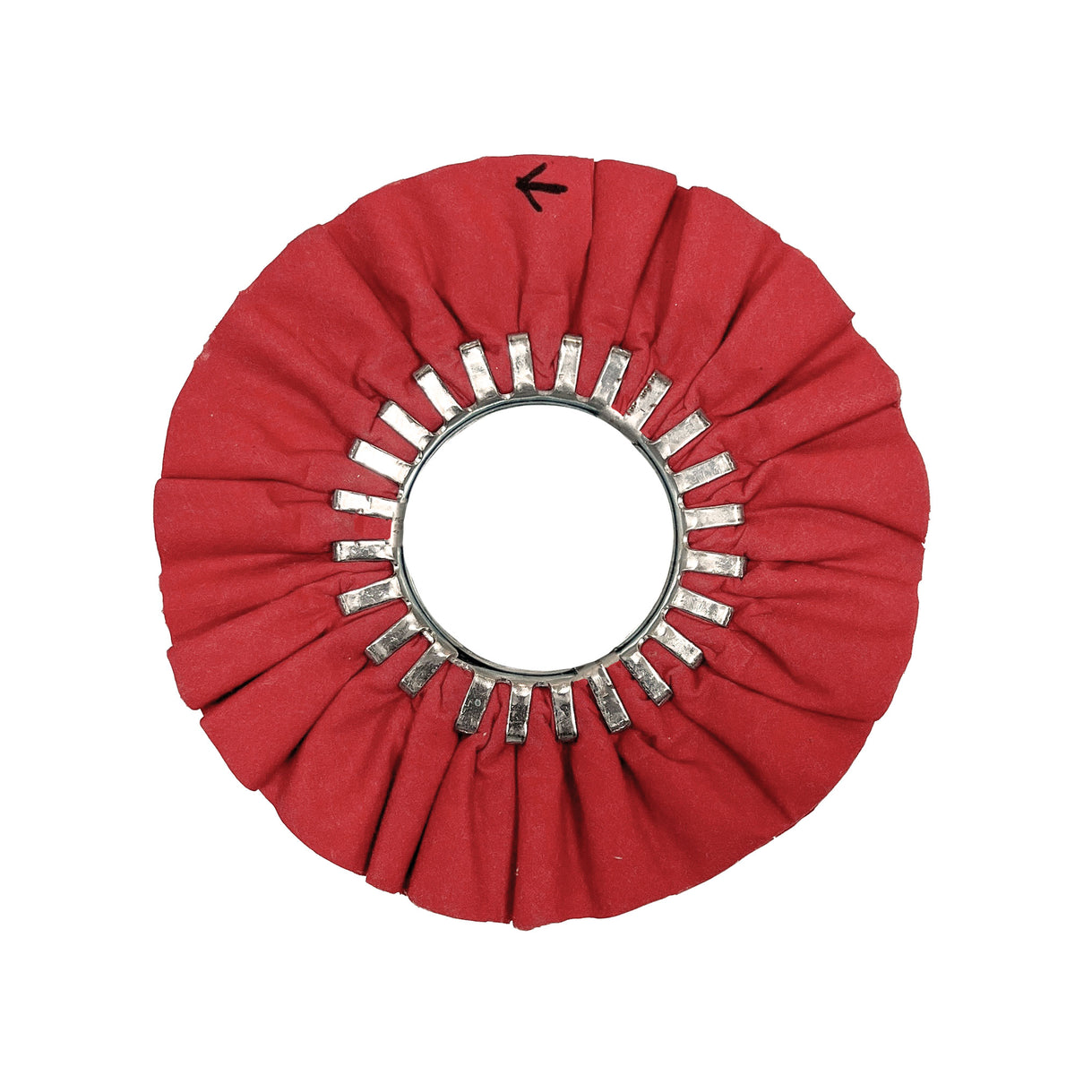 Assorted Airway Buffing Wheels for metal polishing, featuring orange, yellow, red, pink, UBM, and flannel wheels for various metals.