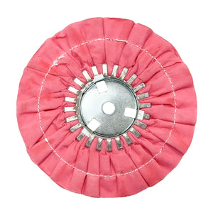 Set of 9-inch Stitched Airway Buffing Wheels in various colors for precise metal polishing.