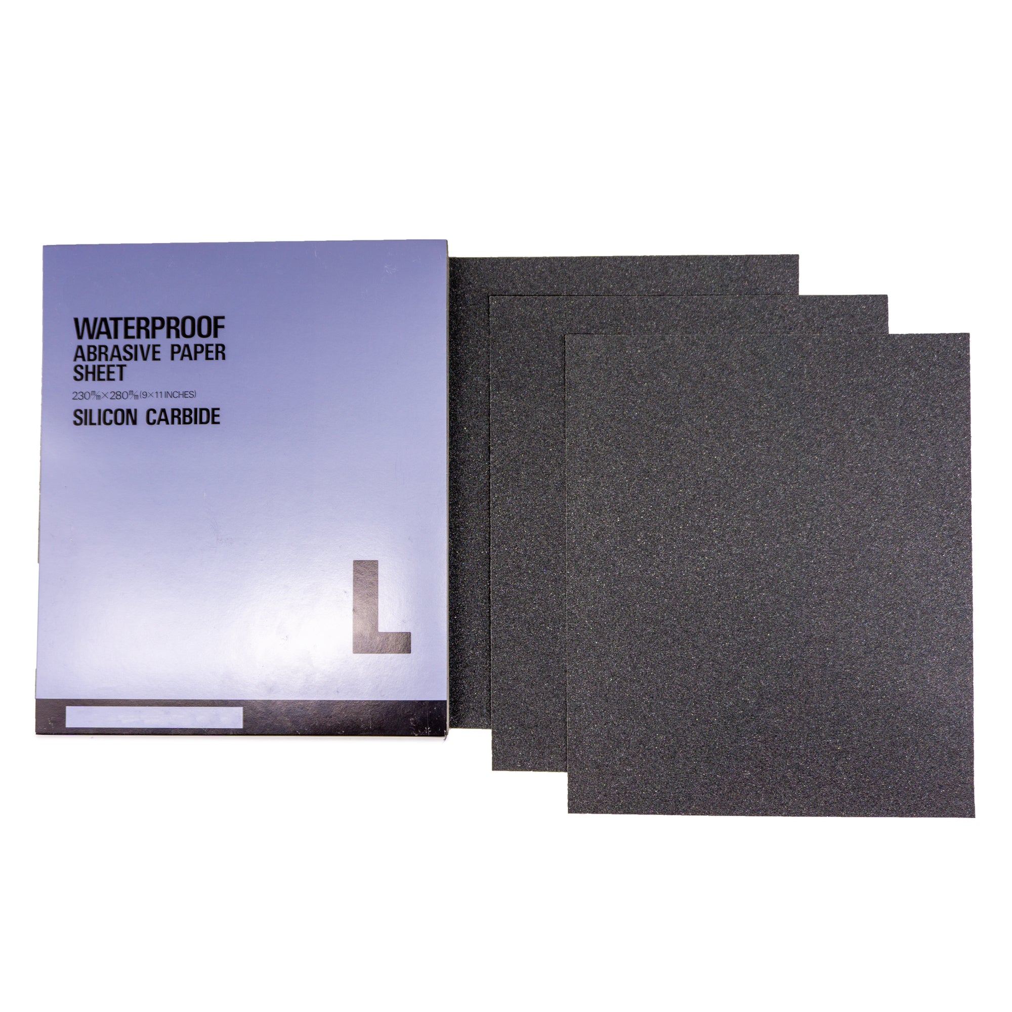 50-pack of 9" x 11" wet/dry sheets for auto body, made with silicon carbide, suitable for versatile wet and dry sanding applications