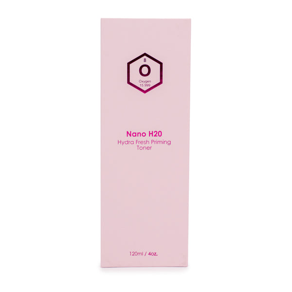Bottle of Nano H20 Priming Toner 120 ml with ingredients list, showcasing its skin-refreshing benefits.
