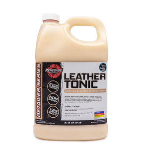 Image of Leather Tonic Leather Cleaner & Conditioner bottle with label detailing usage and ingredients.