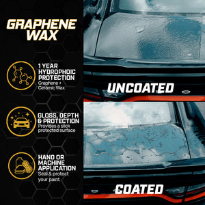 Complete car care kit including Graphene + Ceramic sprays, waxes, washes, and microfiber towels for advanced vehicle protection.