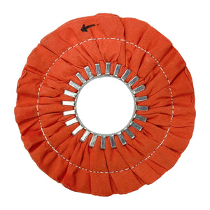 Assorted 9 Stitched Airway Buffing Wheels for precision metal polishing, available in multiple colors for different metals.