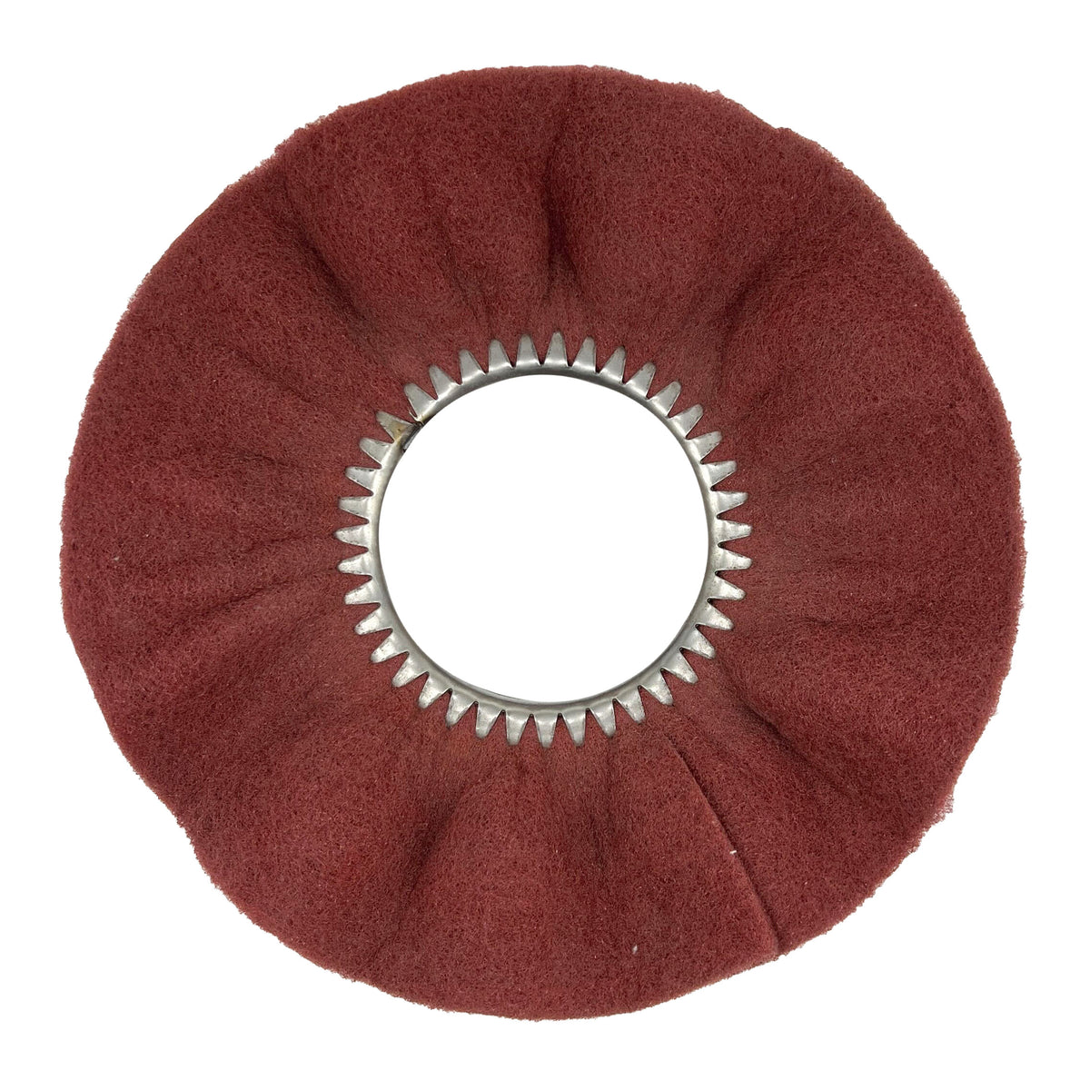 14-inch Satin Buffing Wheel designed for optimal metal polishing and surface blending, ensuring a flawless finish.