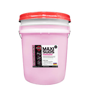 Bottle of Maxi Suds Car Shampoo, ideal for use with foam cannons, hose foam guns, or buckets for effective cleaning.