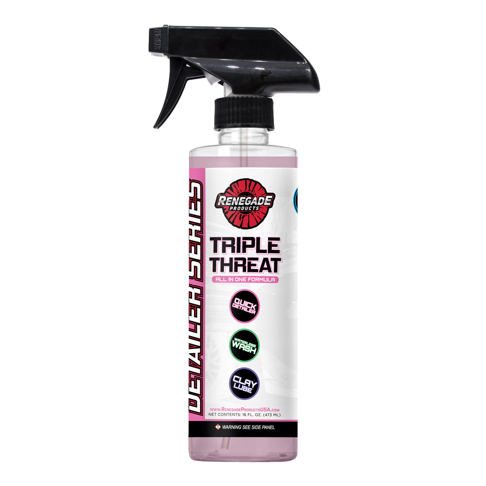 Image of Triple Threat All-In-One Formula bottle, a versatile car care product for detailing and cleaning.