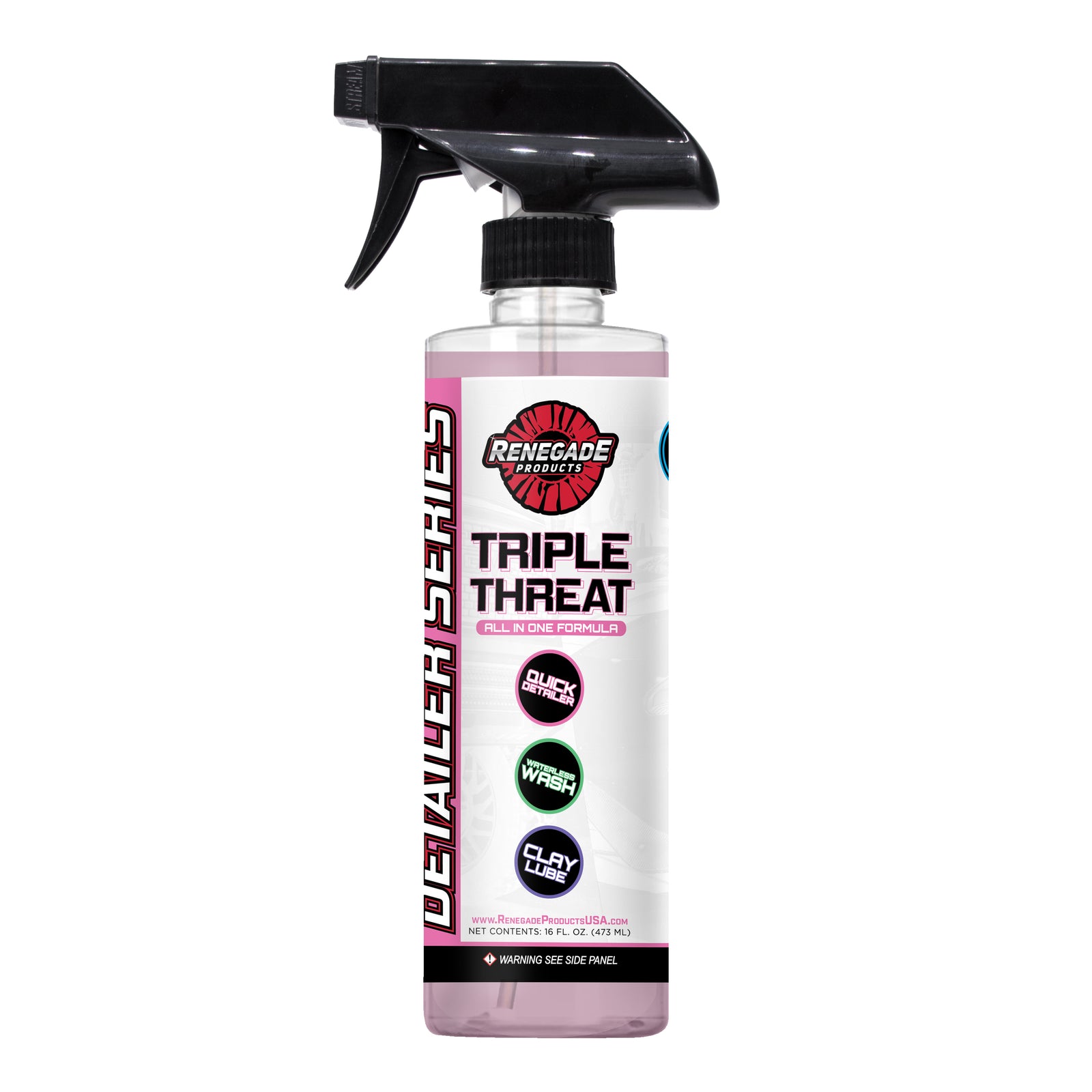 Image of Triple Threat All-In-One Formula bottle, a versatile car care product for detailing and cleaning.