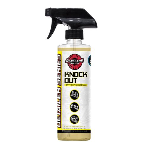 Image of Knock Out Heavy Duty Degreaser bottle, ideal for cleaning vehicle wheels, tires, and engine bays.