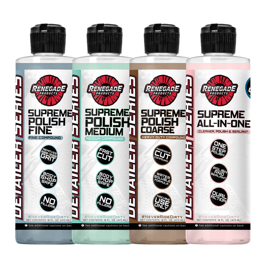 Variety of Supreme Paint Correction Polishing Compounds for different finishes and defect removal.