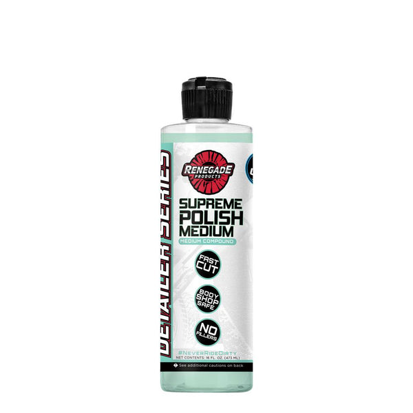 Variety of Supreme Paint Correction Polishing Compounds, including fine, medium, coarse, and all-in-one options.