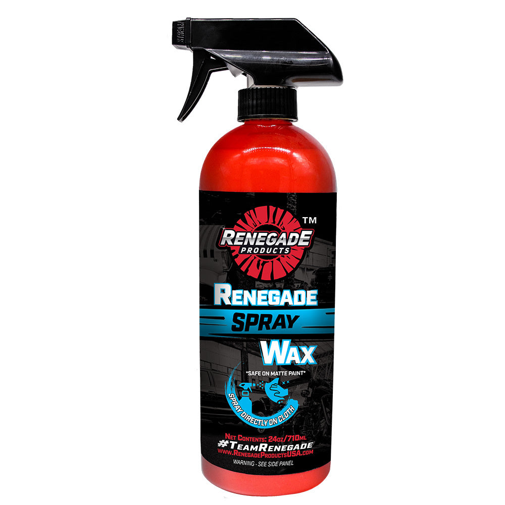 Image of Renegade Spray Wax bottle, a high-quality carnauba blend detailer for vehicles.