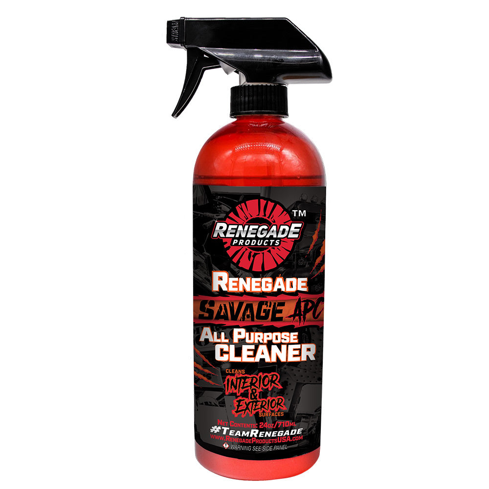 Image of Renegade Savage APC bottle, an effective all-purpose cleaner for vehicle interiors and exteriors.