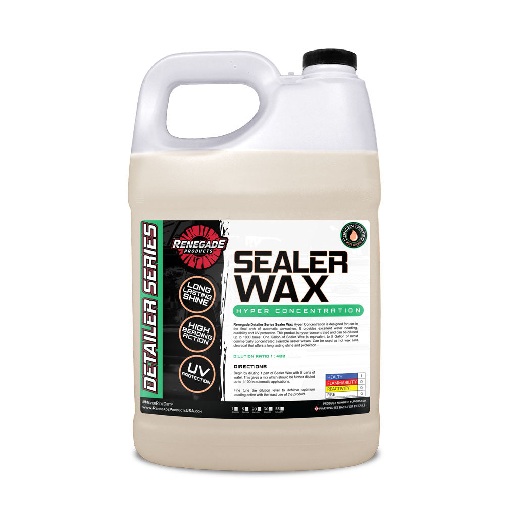 Renegade Detailer Series Sealer Wax Hyper Concentrate bottle, designed for automatic car wash protection and shine.