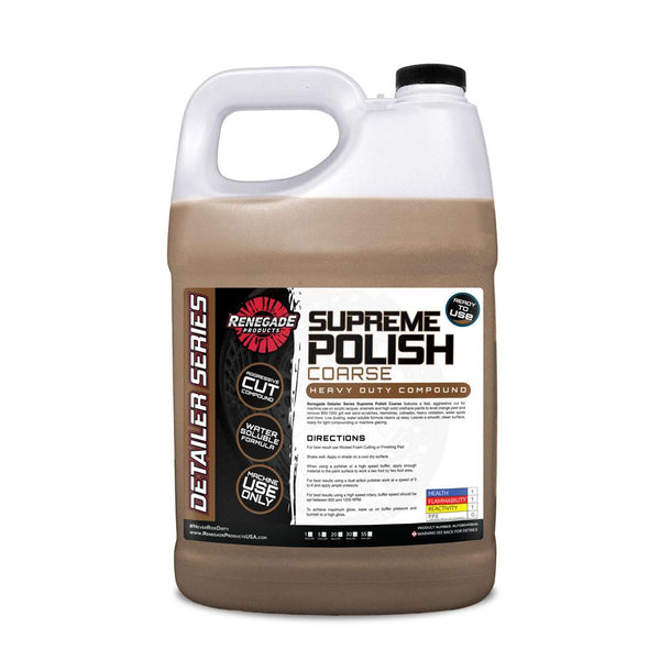 Array of Supreme Paint Correction Polishing Compounds, featuring Fine, Medium, Coarse, and All-in-One varieties.