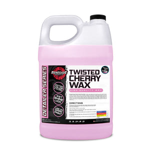 Twisted Cherry Wax container showcasing its vibrant red color and cherry branding, ideal for enhancing vehicle shine and protection.