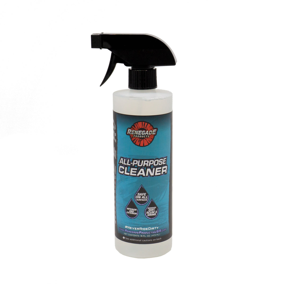 Bottle of Renegade Marine &amp; RV All-Purpose Cleaner with Microfiber Towel on a boat deck