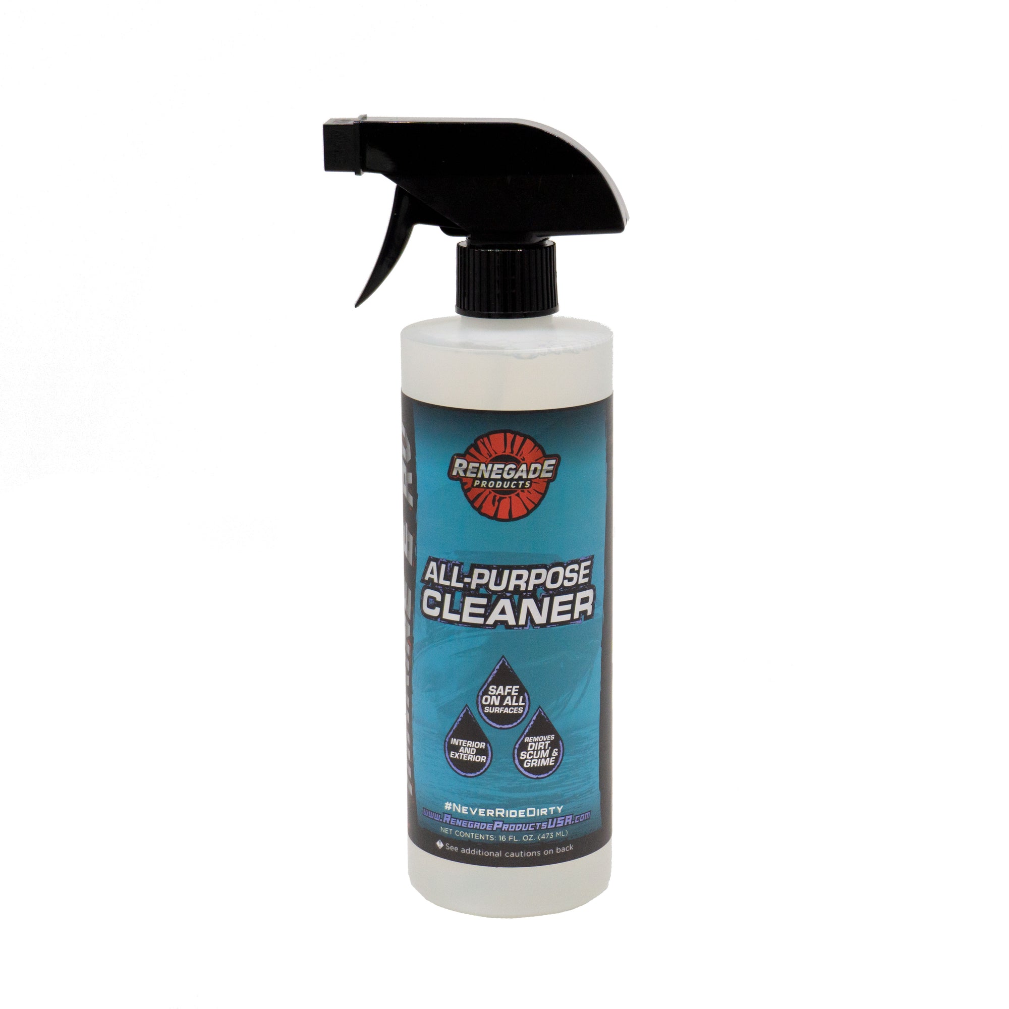 Bottle of Renegade Marine & RV All-Purpose Cleaner with Microfiber Towel on a boat deck
