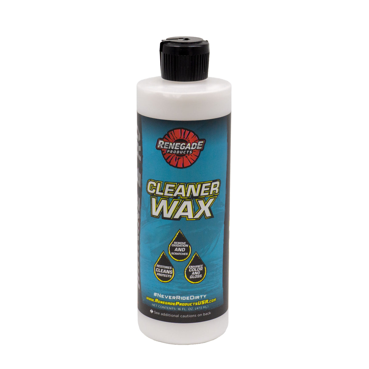 Marine &amp; RV Cleaner Wax bottle by Renegade, ideal for cleaning and protecting fiberglass surfaces.