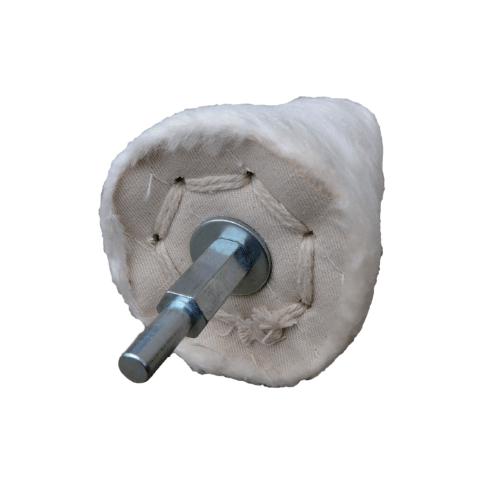 Cone Polishing Pad for metal restoration, designed to reach intricate areas, used with liquid metal polish.