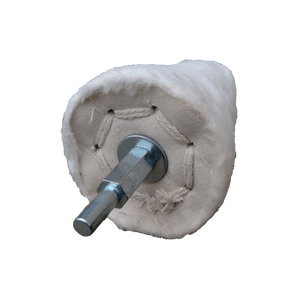 Cone Polishing Pad for metal restoration, designed to reach intricate areas, used with liquid metal polish.