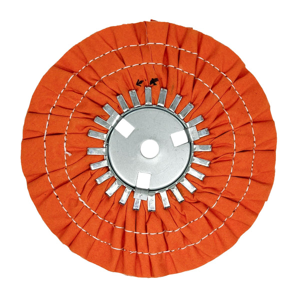 9-inch Stitched Airway Buffing Wheels for precision metal polishing, available in multiple colors for different metals.
