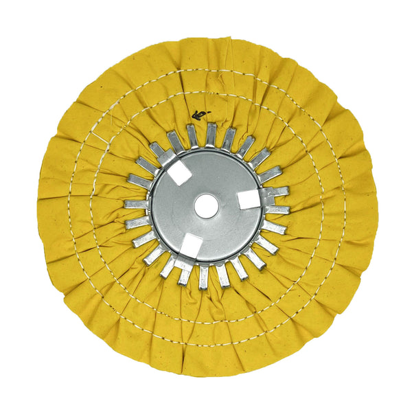 Assorted 9 Stitched Airway Buffing Wheels for precise metal polishing, available in multiple colors for different metals.