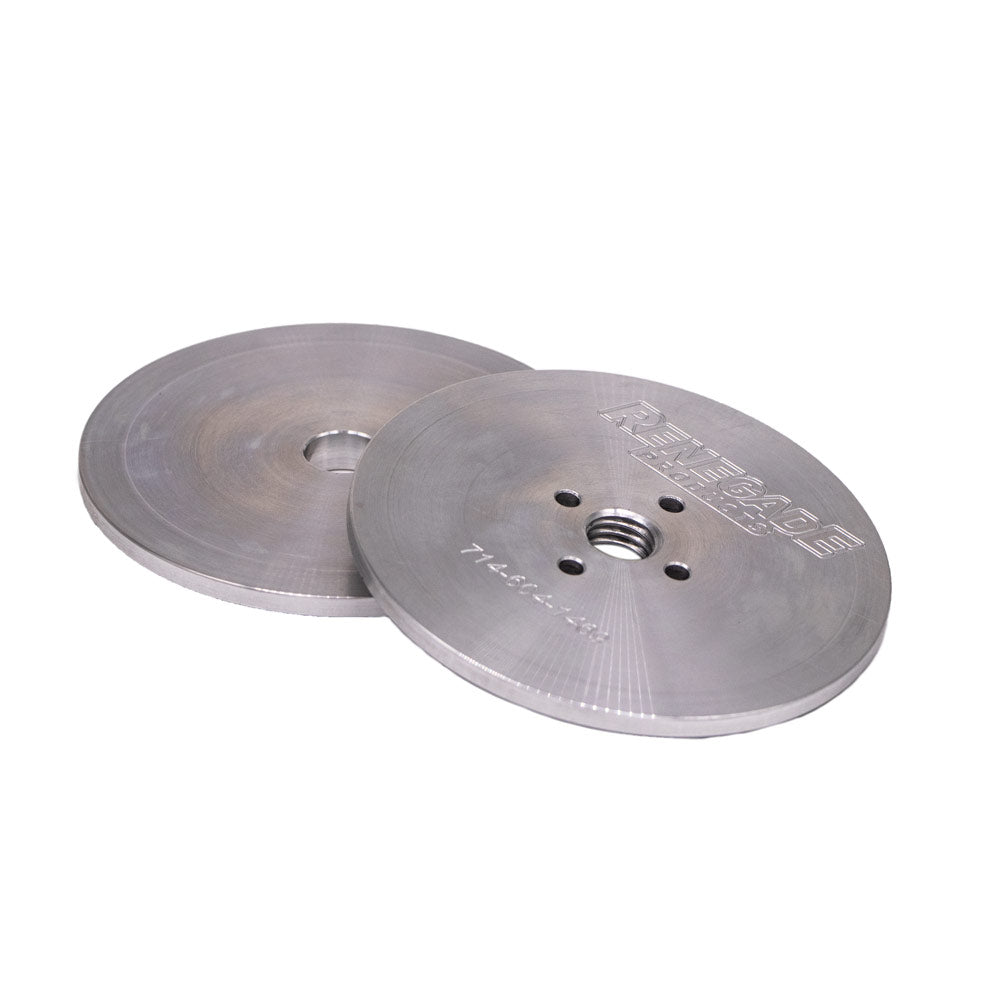 Pair of Insertable Safety Flanges for use with high-speed airway buffing wheels, designed to prevent warping and ensure secure attachment.