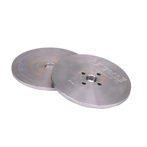 Pair of Insertable Safety Flanges for use with high-speed airway buffing wheels, designed to prevent warping and ensure secure attachment.