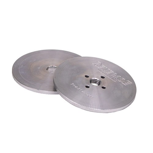 Pair of Insertable Safety Flanges for use with high-speed airway buffing wheels, designed to prevent warping and ensure secure attachment.