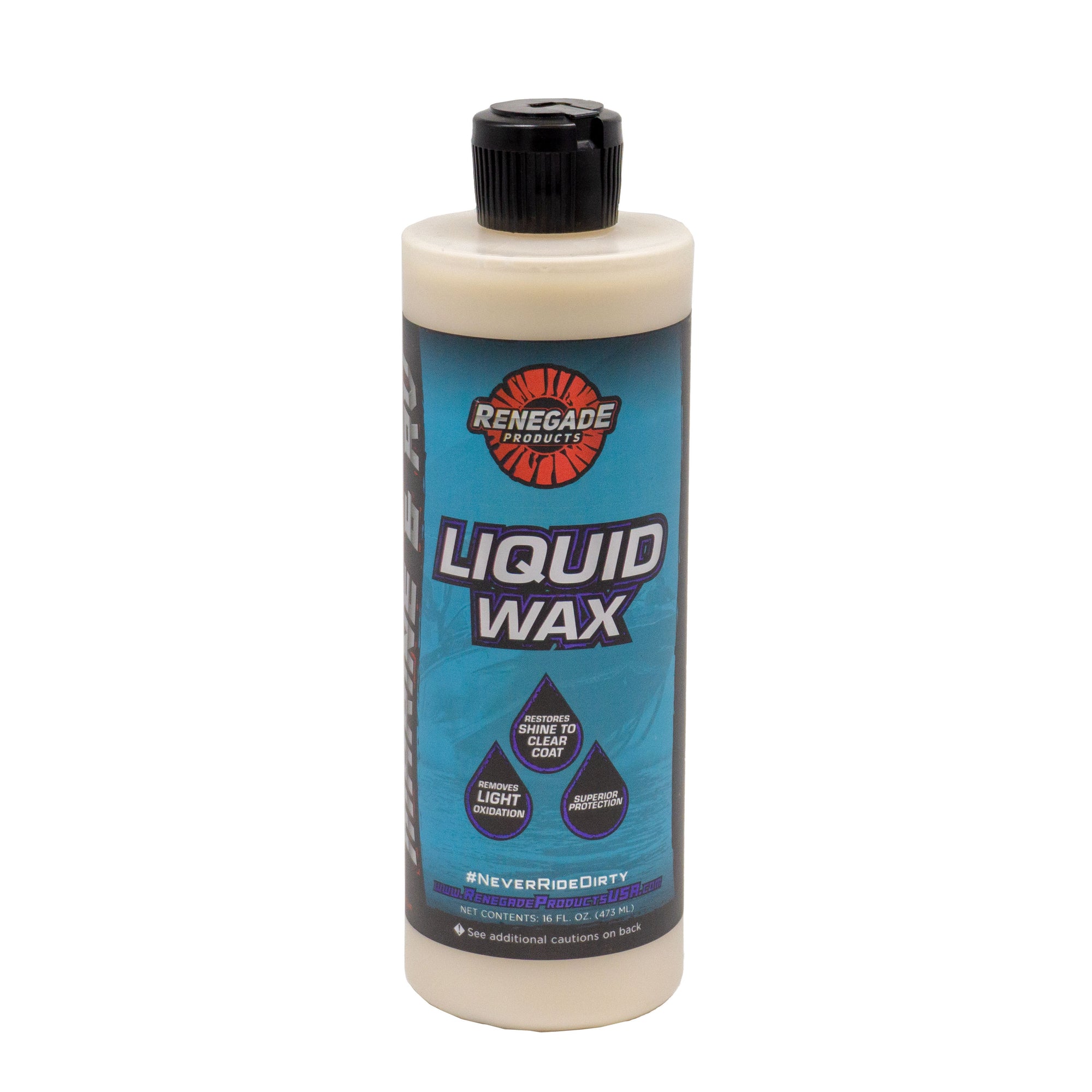 Marine & RV Liquid Wax bottle, carnauba-based for protection against rust, UV rays, and corrosion.