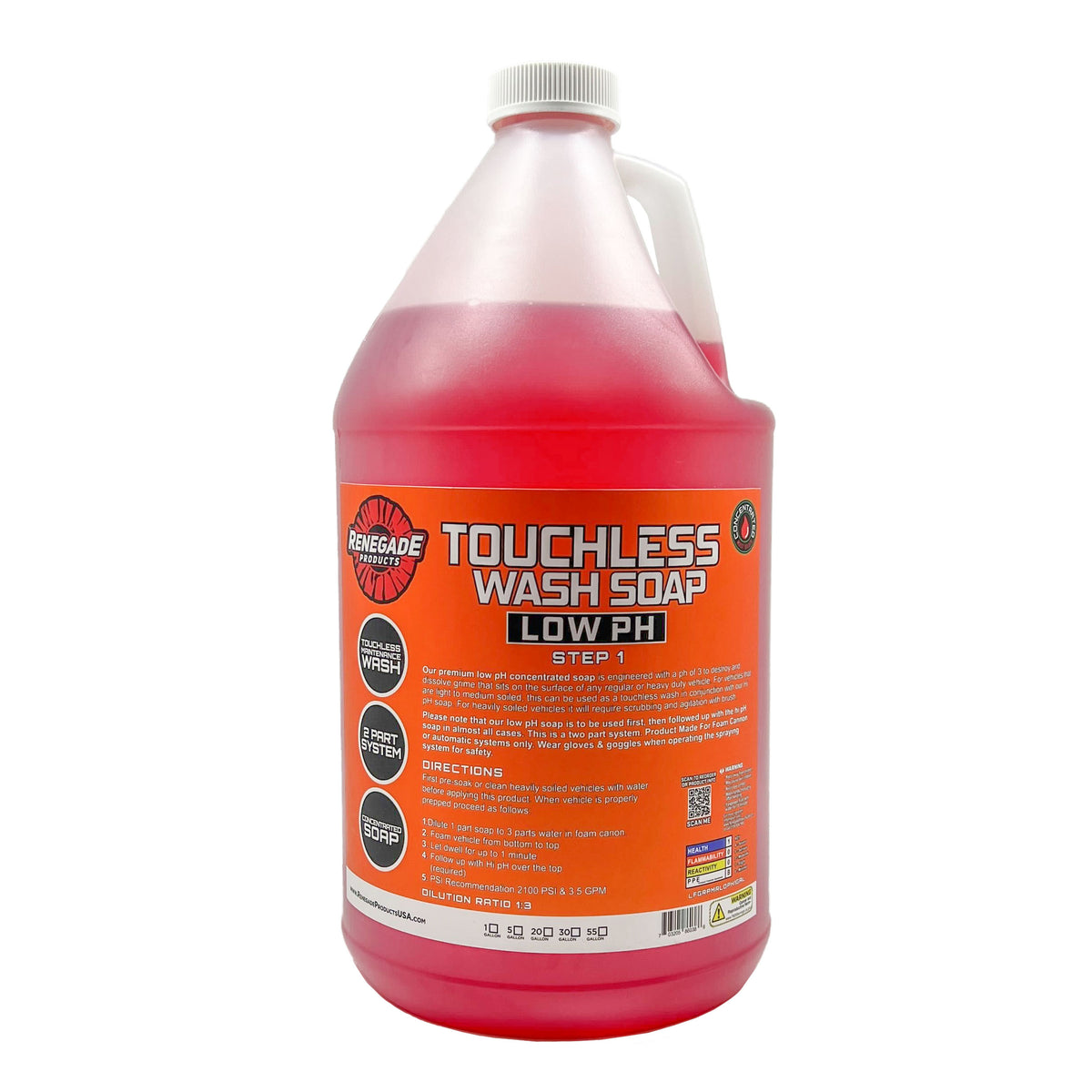 Image of Touchless 2-Step Truck Wash Soap System bottles with labels for easy and effective cleaning, suitable for all vehicles.