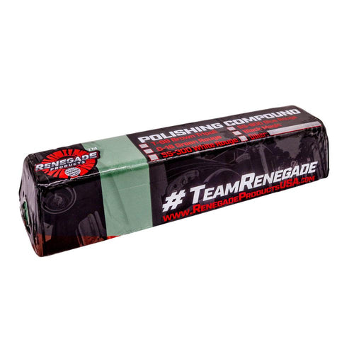 Variety of metal polishing compounds by Renegade Products, arranged by color and type for different buffing needs.