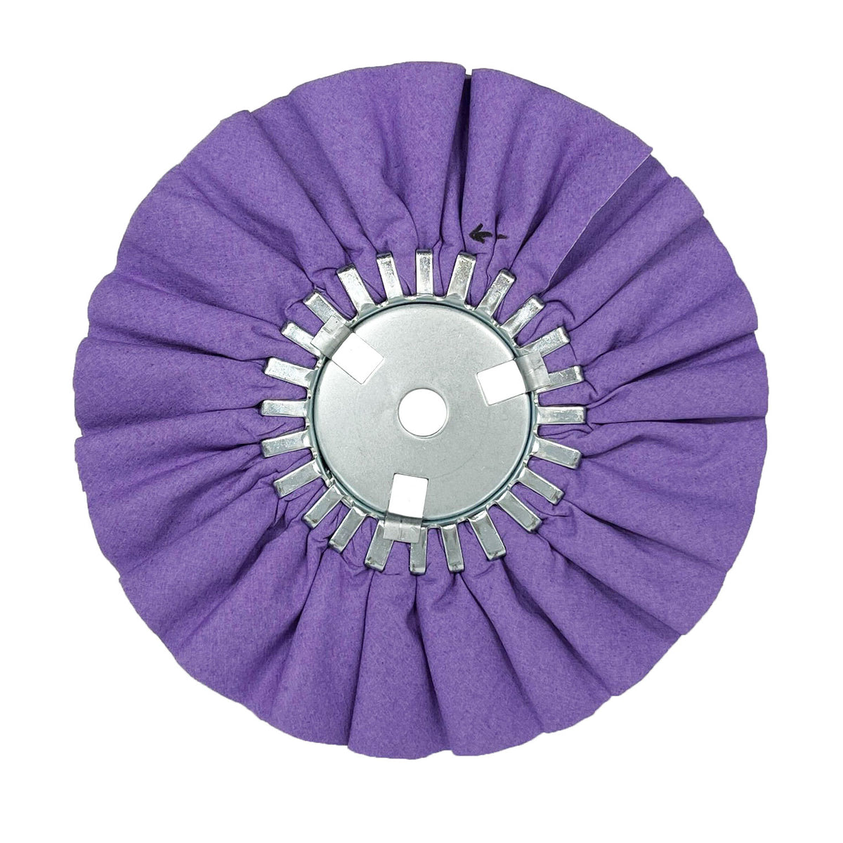 Renegade Products Purple Airway Buffing Wheel for Metal Polishing, displayed on a neutral background. This professional-grade buffing wheel is specifically designed for polishing metals, featuring a unique purple coloring and sturdy construction. Ideal for achieving a smooth and reflective finish on a variety of metal surfaces.