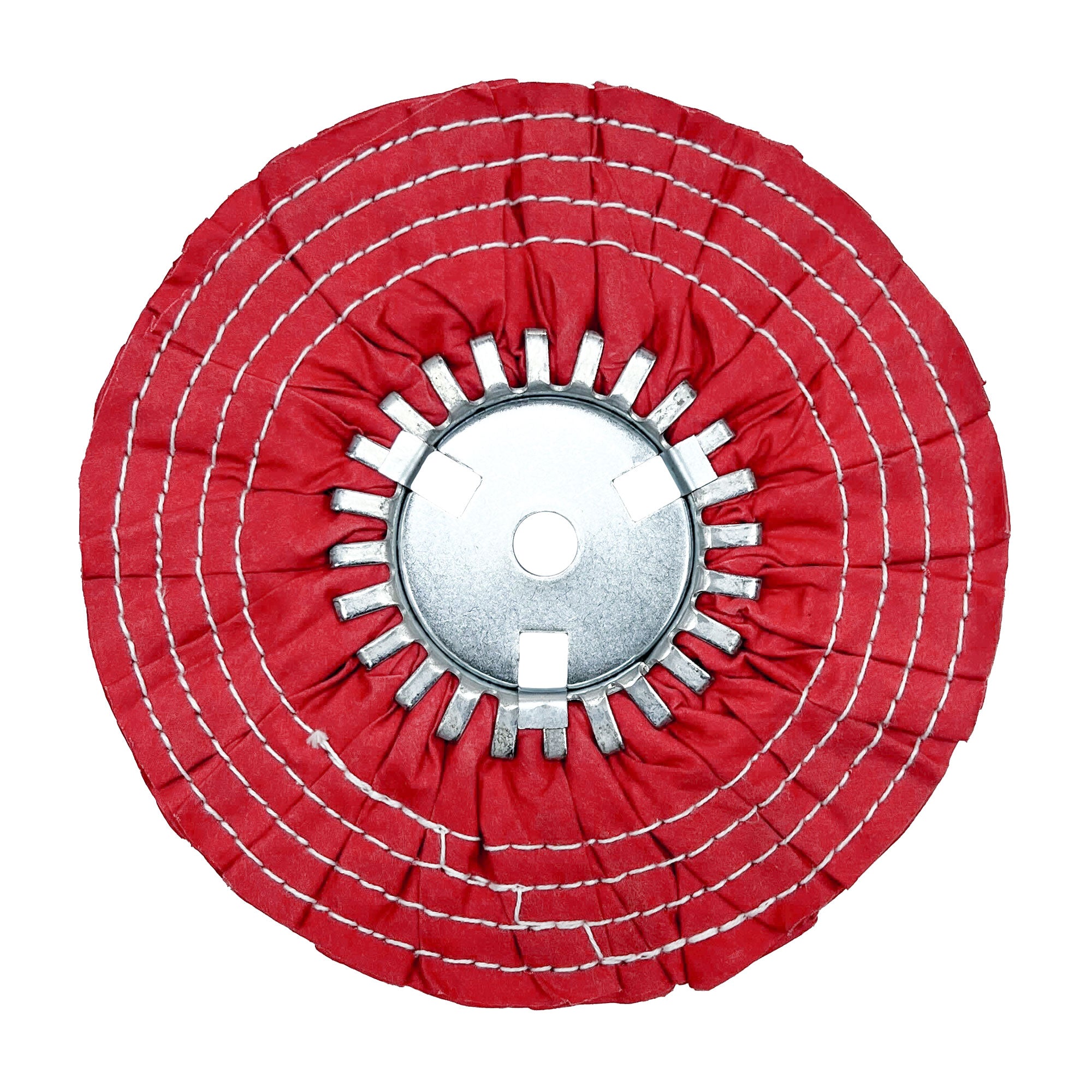 Close-up of a 9-inch Razor Cut Buffing Wheel, ideal for polishing tight spaces and durable for aluminum surfaces.