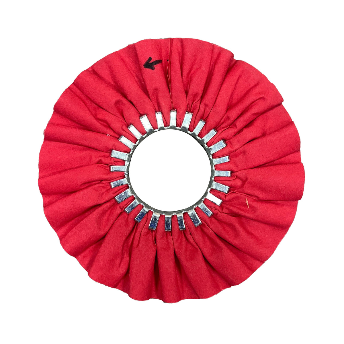 Assorted Closeout Airway Buffing Wheels in various colors for different metal polishing stages, displayed in an organized manner.
