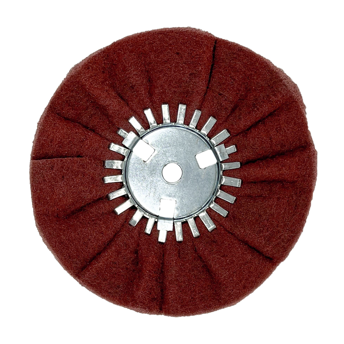 Ultra-Fine Black Satin Airway Buffing Wheel for Angle Grinders, ideal for metal restoration.