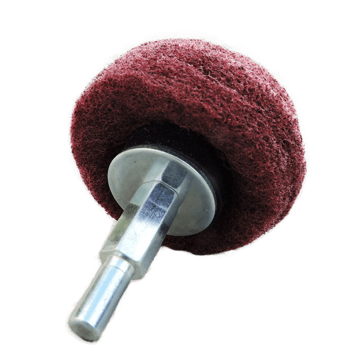 Mushroom Scuff Pad with Shank designed for efficient removal of rust and paint from large surfaces.